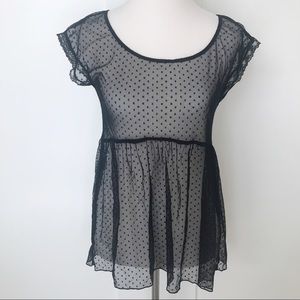 Love Squared black sheer polka for top XS